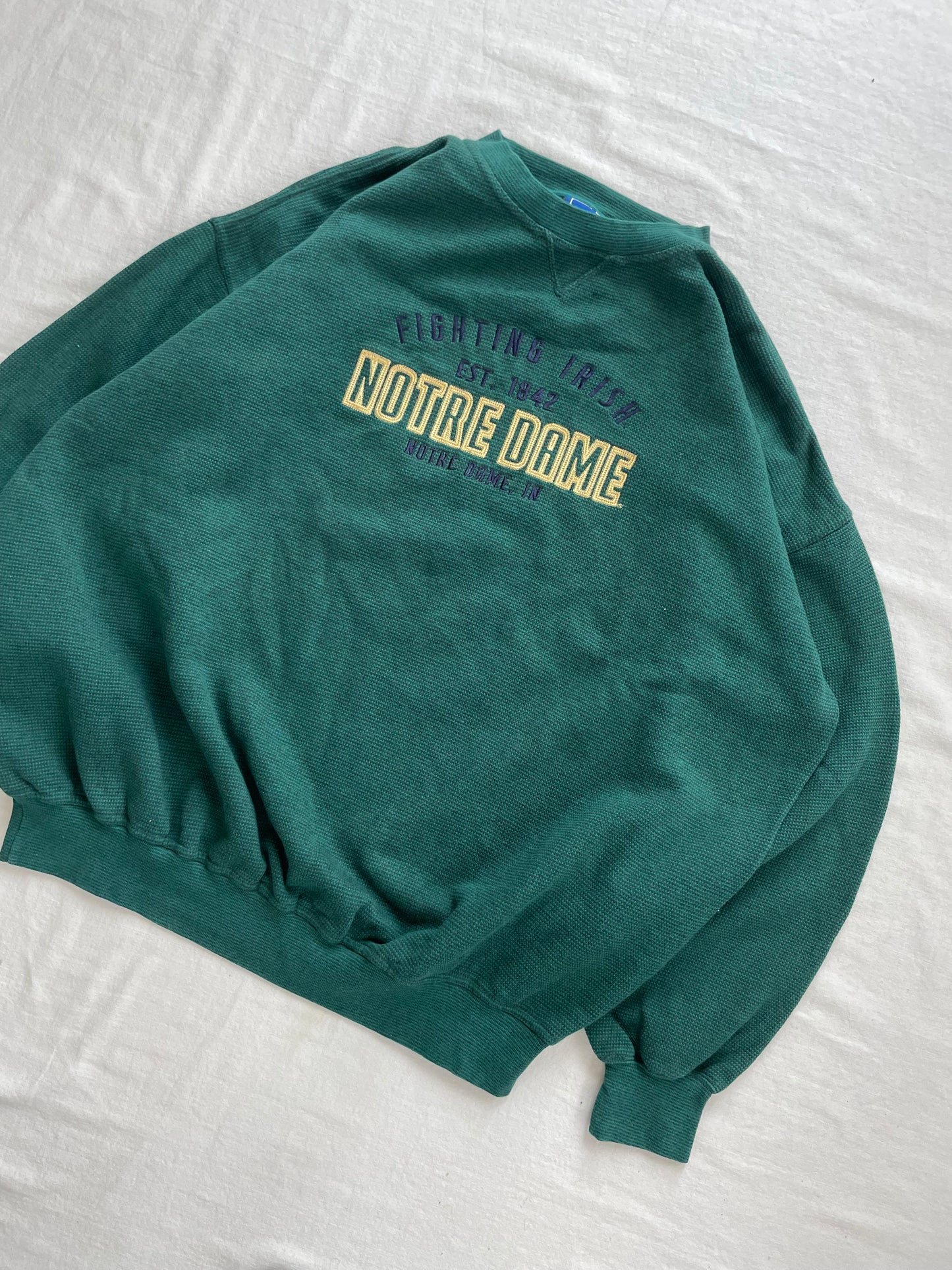 Vintage Notre Dame Green Crewneck 2XL