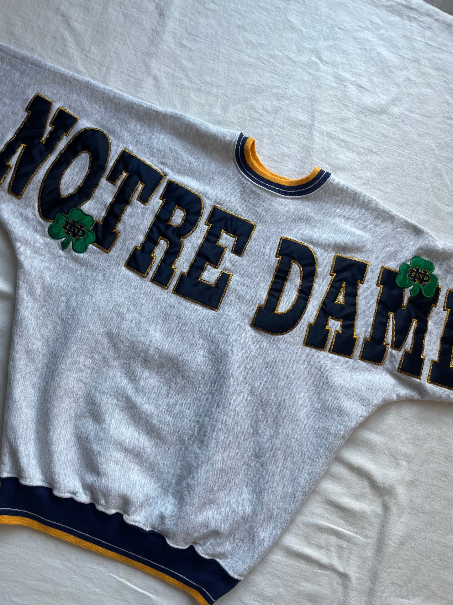 Vintage Notre Dame Spell Out Crewneck Large