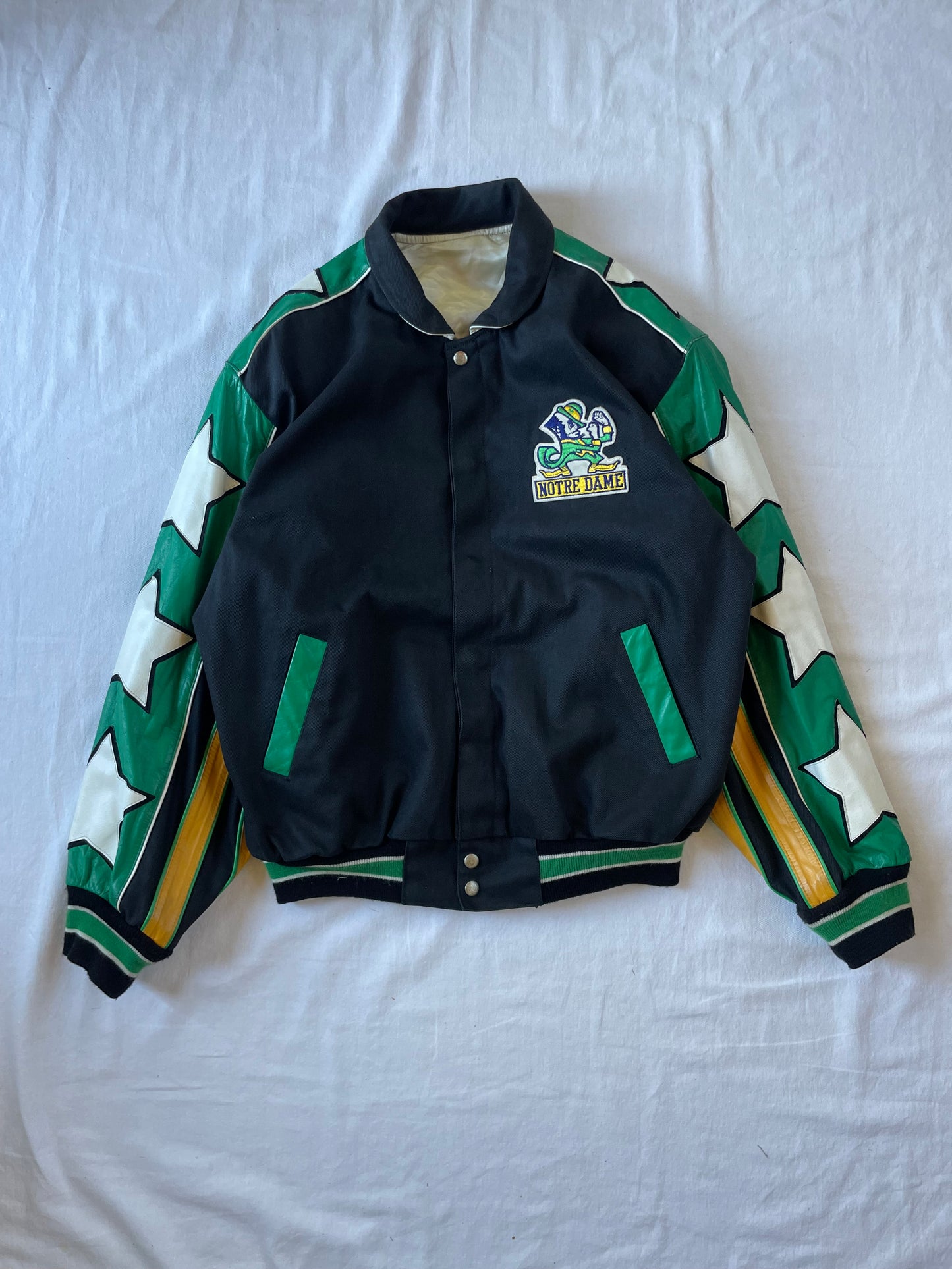 Vintage Notre Dame Jeff Hamilton Leather Stars Jacket XLarge