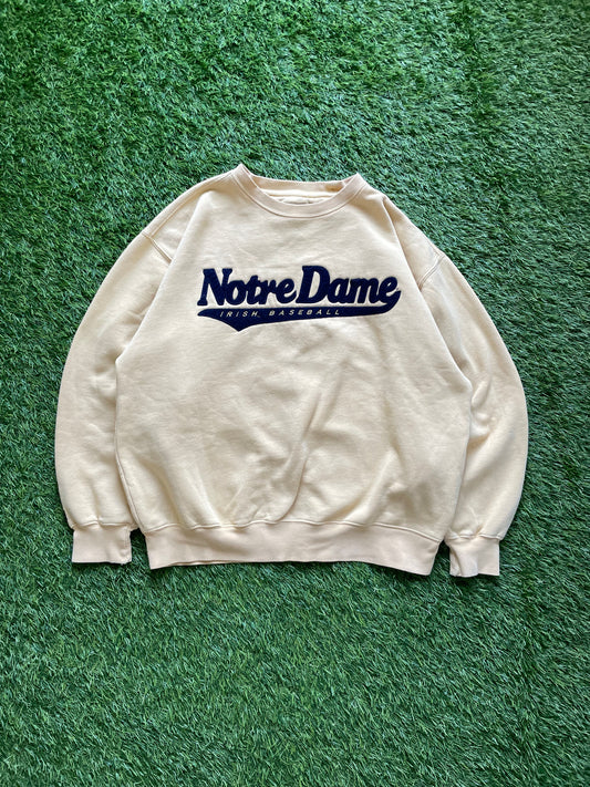 Vintage Notre Dame Baseball Gold Crewneck Sweatshirt Medium