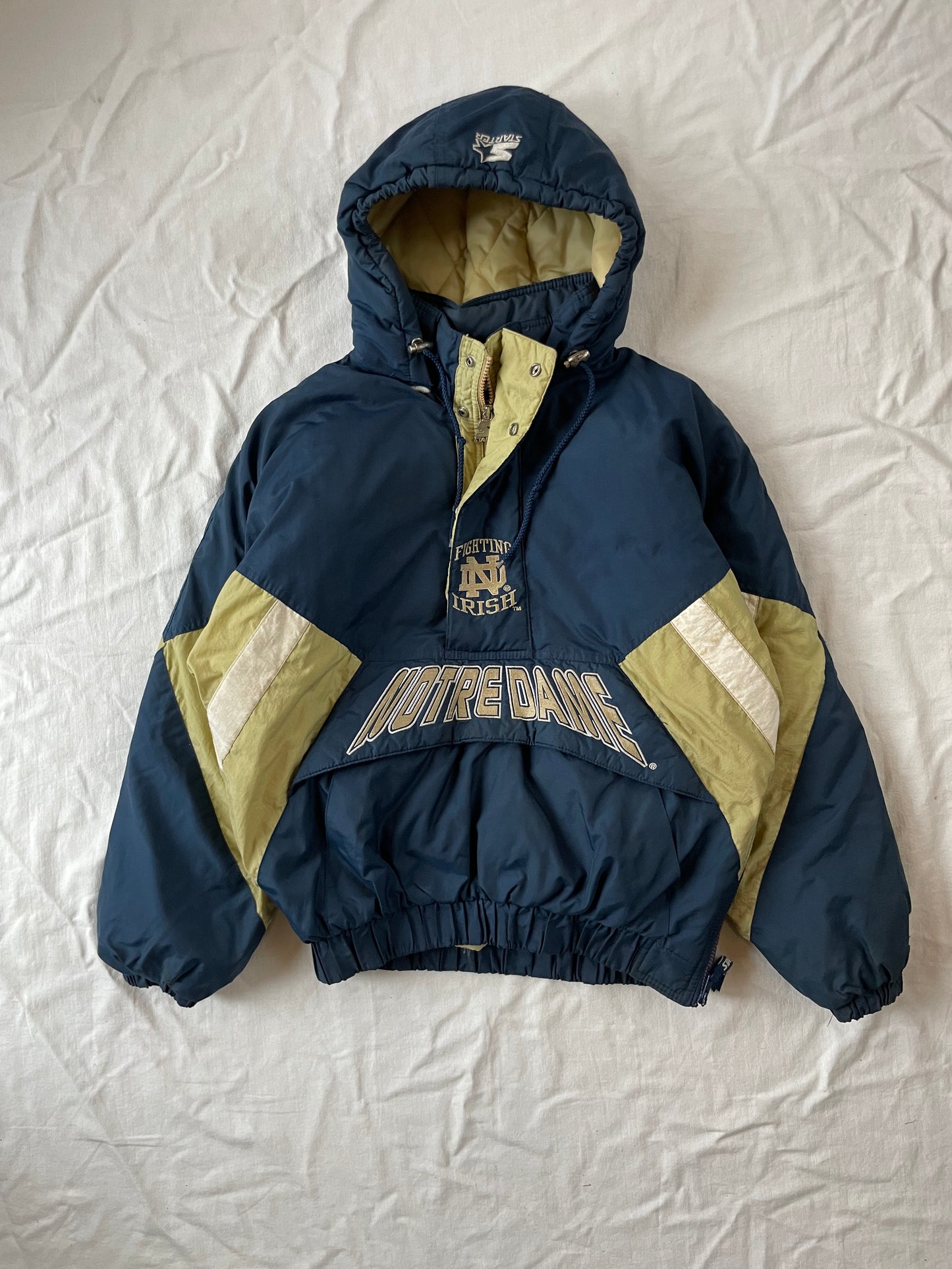 Vintage Notre Dame Starter Puffer Jacket Small