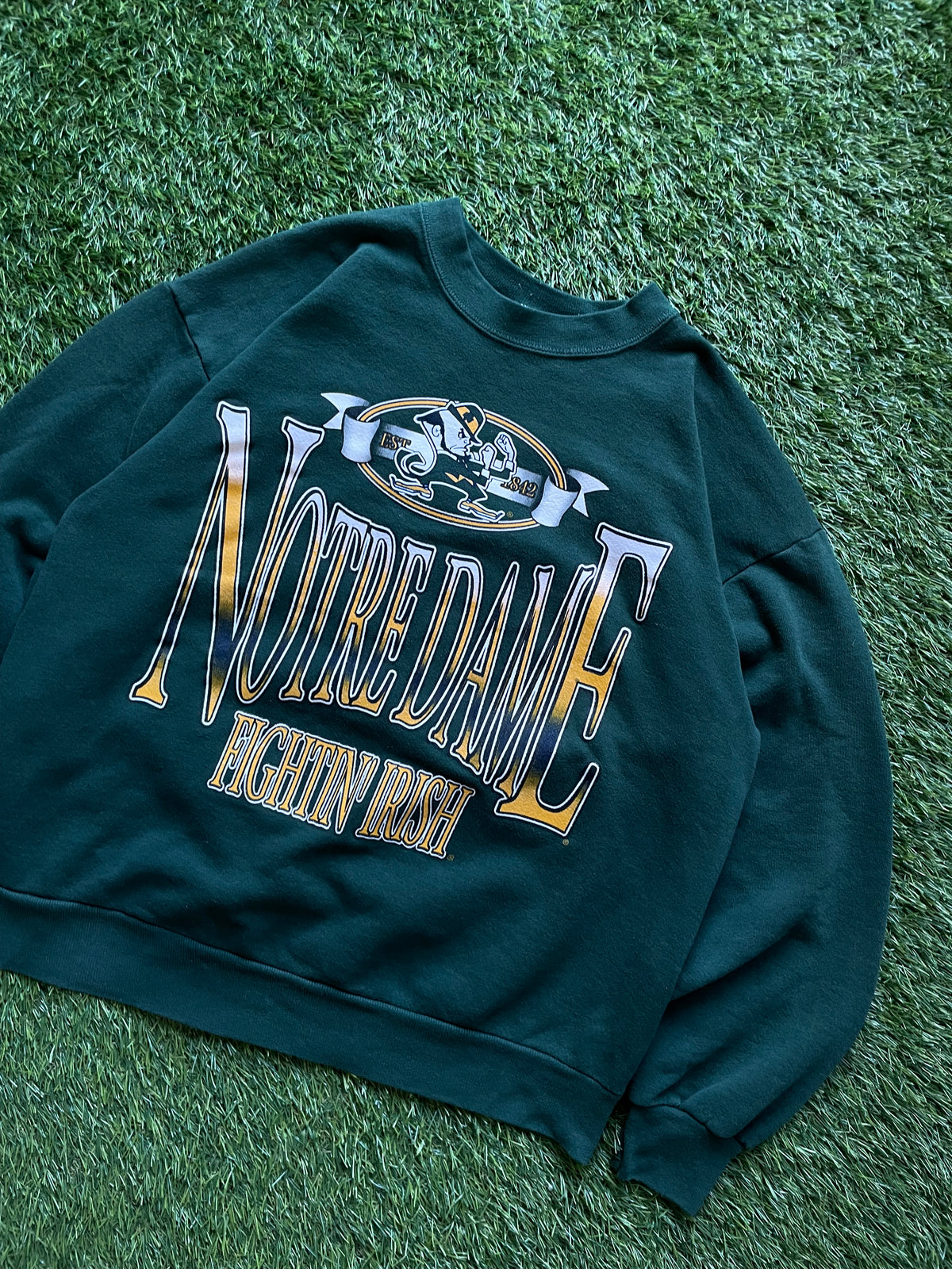 Vintage Notre Dame Green Crewneck Sweatshirt Large