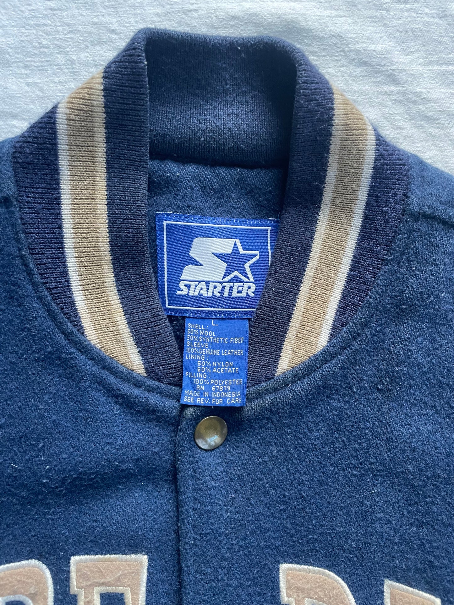 Vintage Notre Dame Leather and Wool Varsity Jacket Large