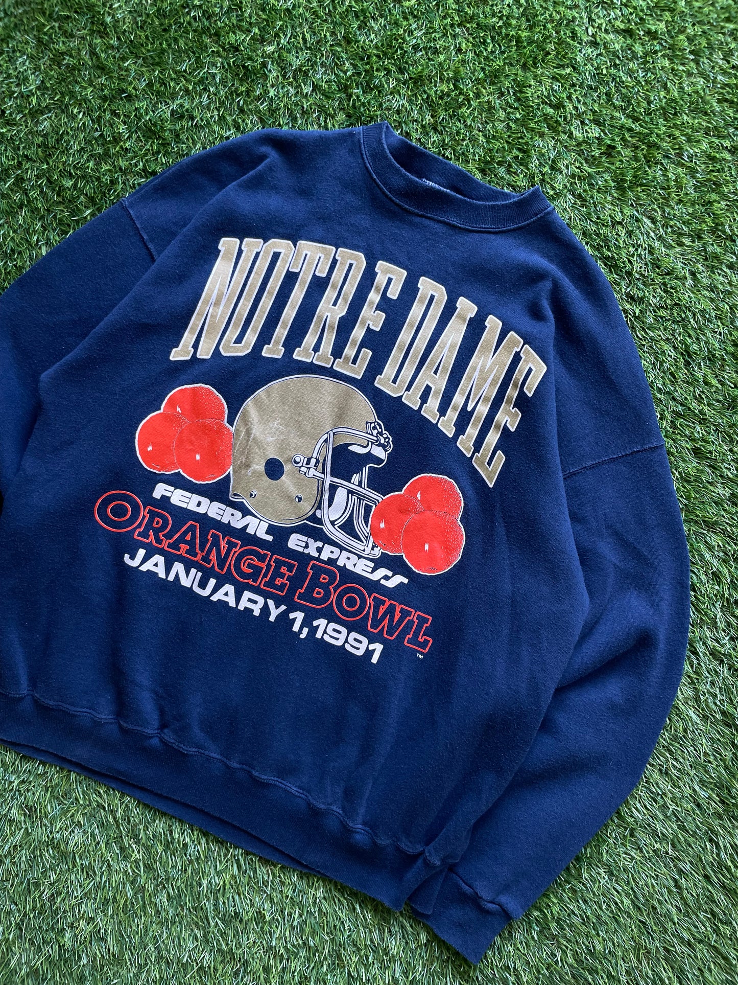 Vintage Notre Dame 1991 Orange Bowl Football Crewneck Large/XLarge