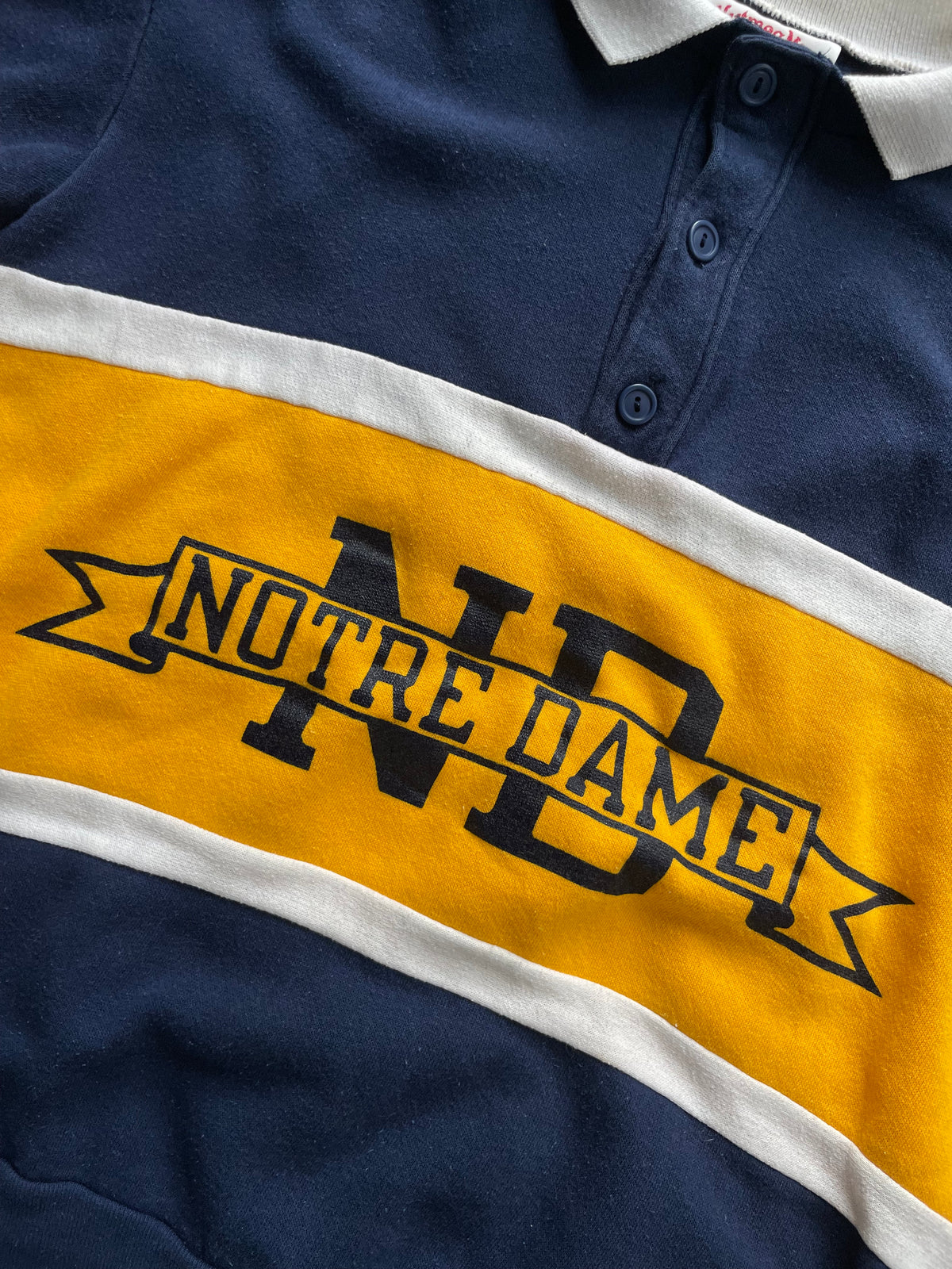 Vintage Notre Dame Rugby Polo Sweatshirt Large