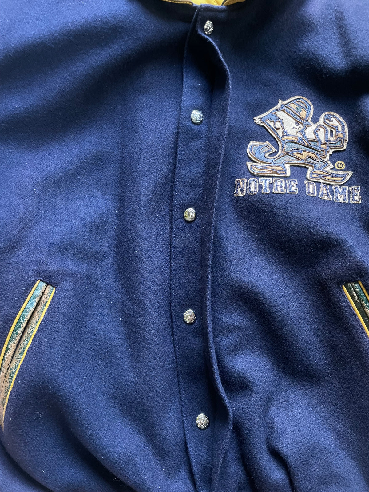 Vintage Notre Dame Fighting Irish Leather Varsity Jacket Large/XLarge