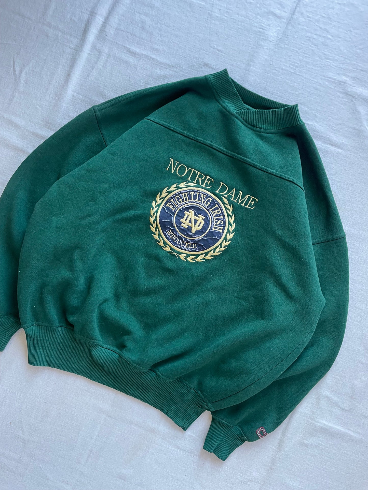 Vintage Notre Dame Green Crewneck Large