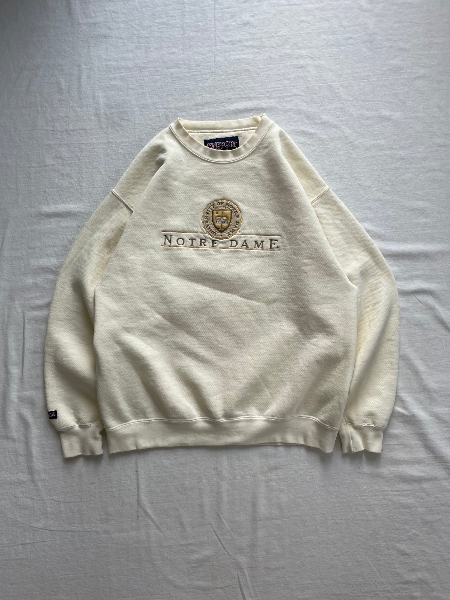 Vintage University of Notre Dame Cream Crewneck Large
