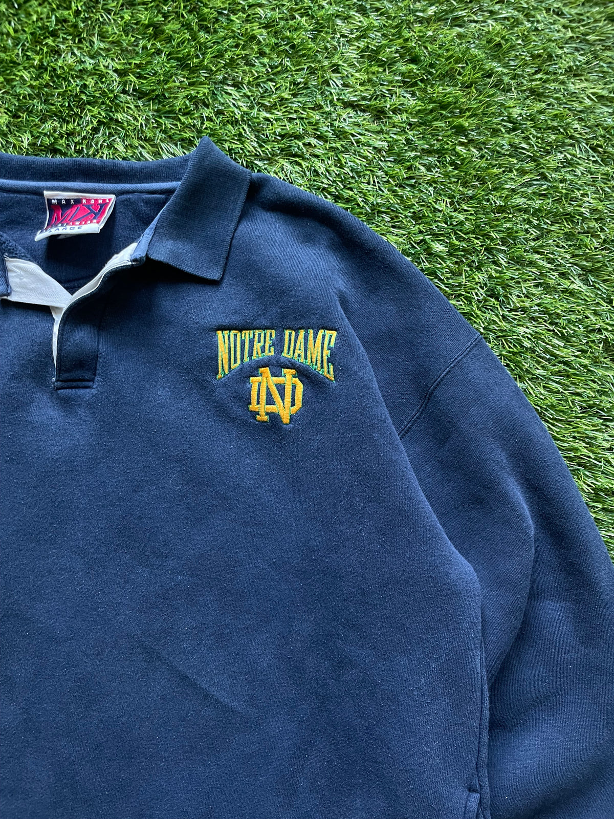 Vintage Notre Dame Rugby Polo Sweatshirt Large