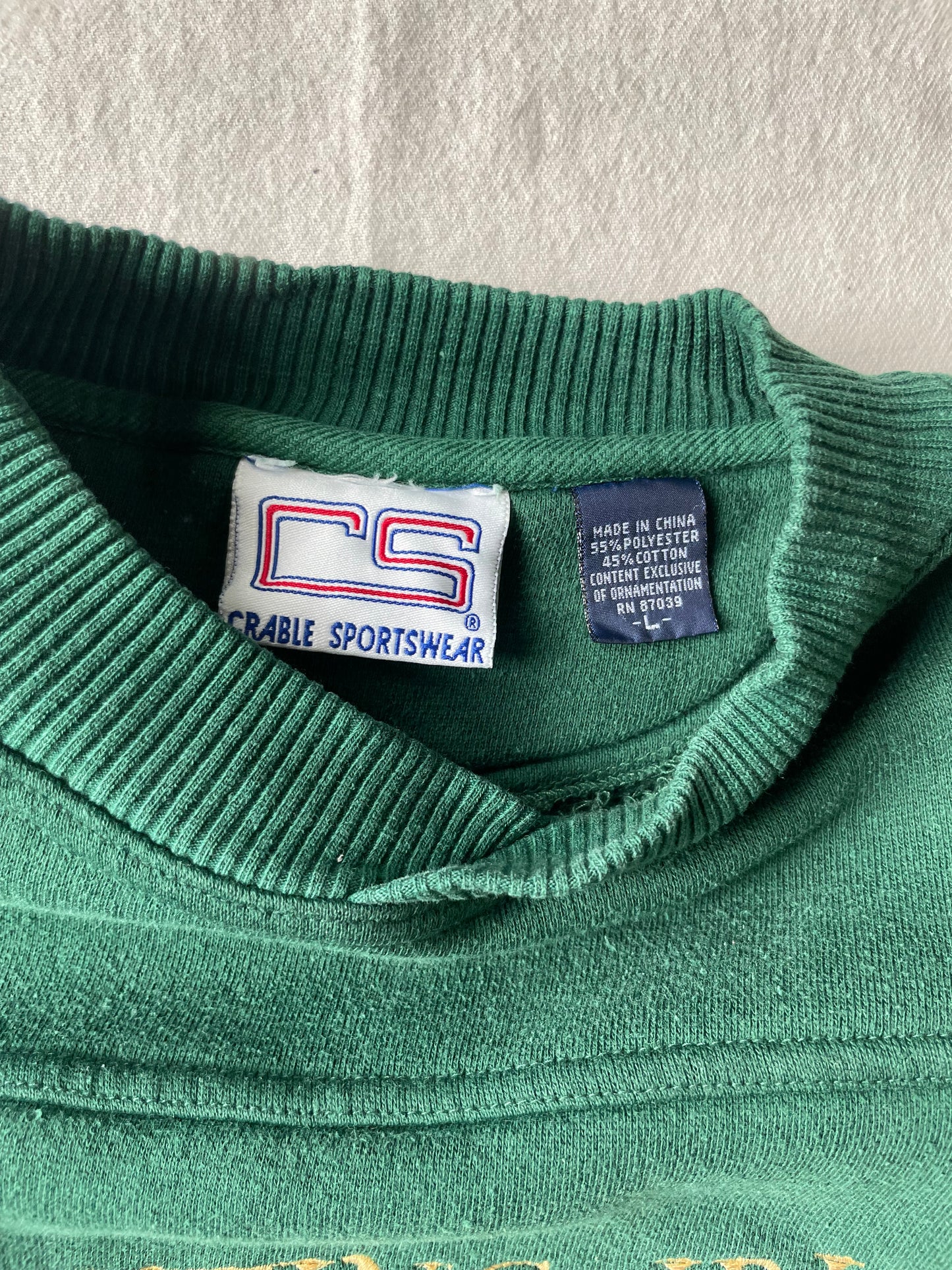 Vintage Notre Dame Green Football Crewneck Large