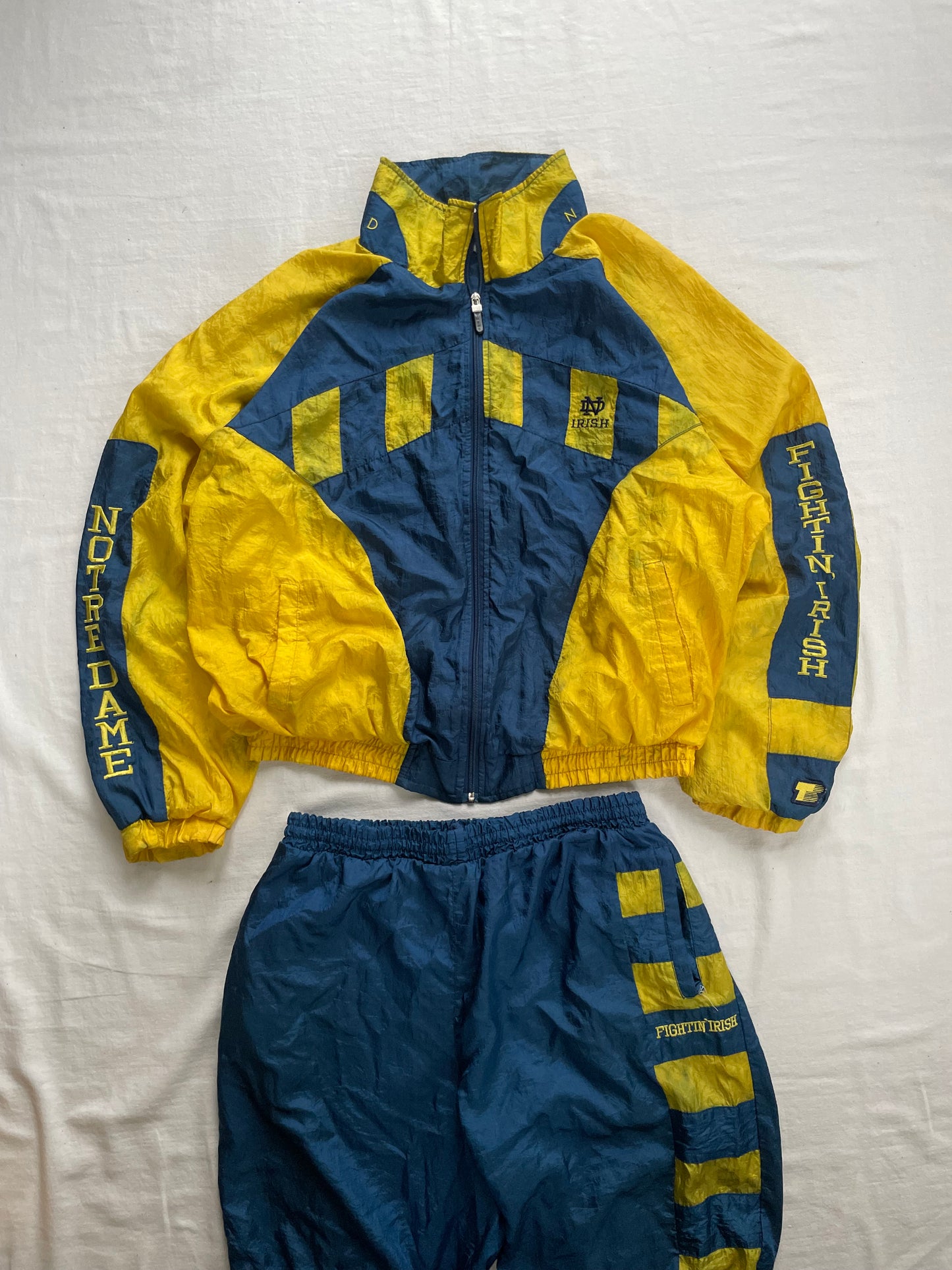 Vintage Notre Dame Tracksuit Windbreaker and Sweat Pants Large