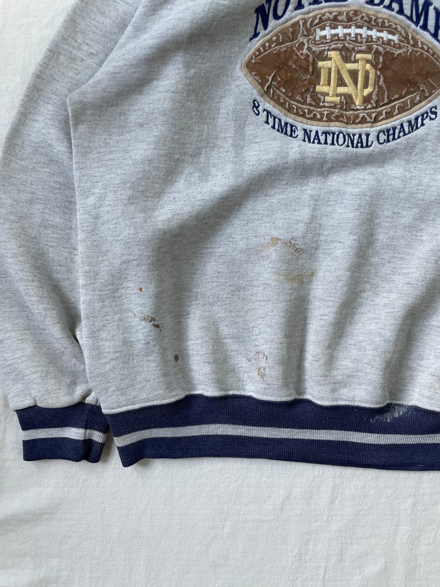 Vintage Notre Dame 8 Time National Champs Crewneck Large