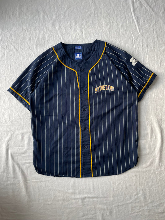 Vintage Notre Dame Starter Pinstriped Baseball Jersey XLarge