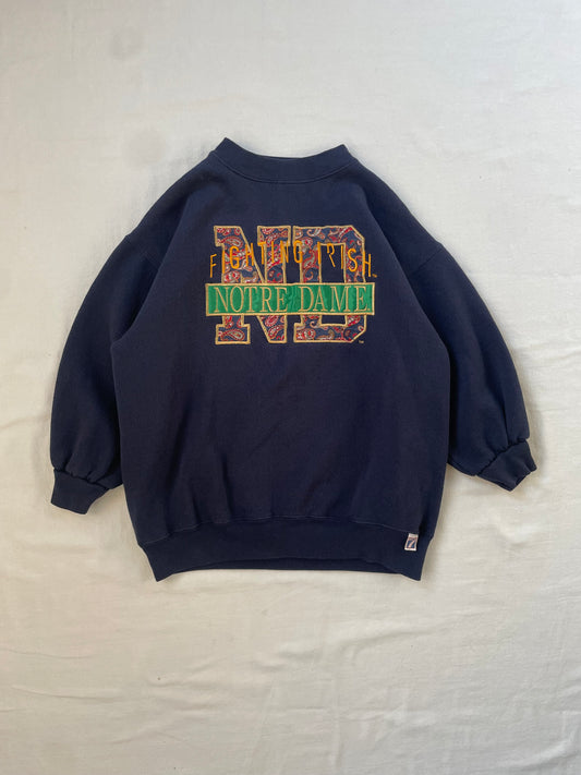 Vintage Notre Dame Paisley Print Crewneck Small