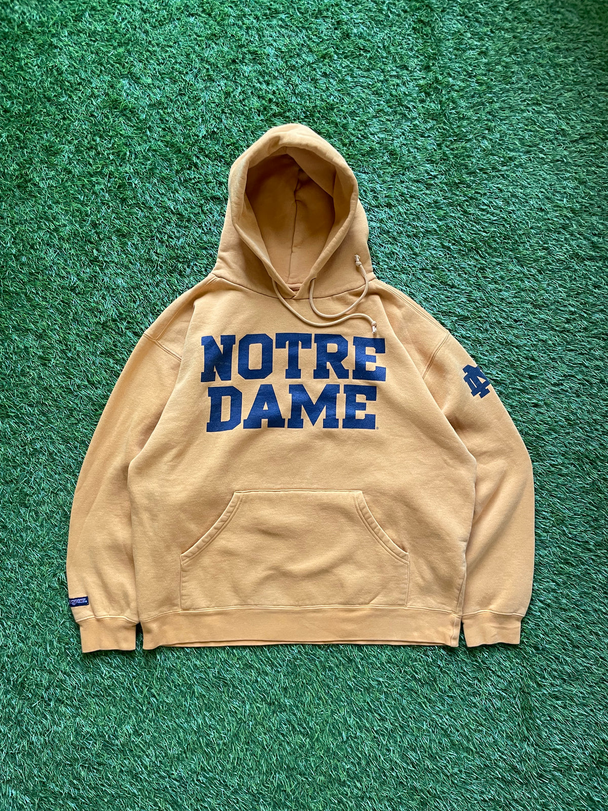 Vintage Notre Dame Gold Hoodie Sweatshirt Large