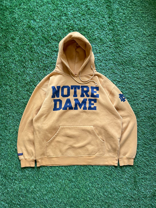 Vintage Notre Dame Gold Hoodie Sweatshirt Large