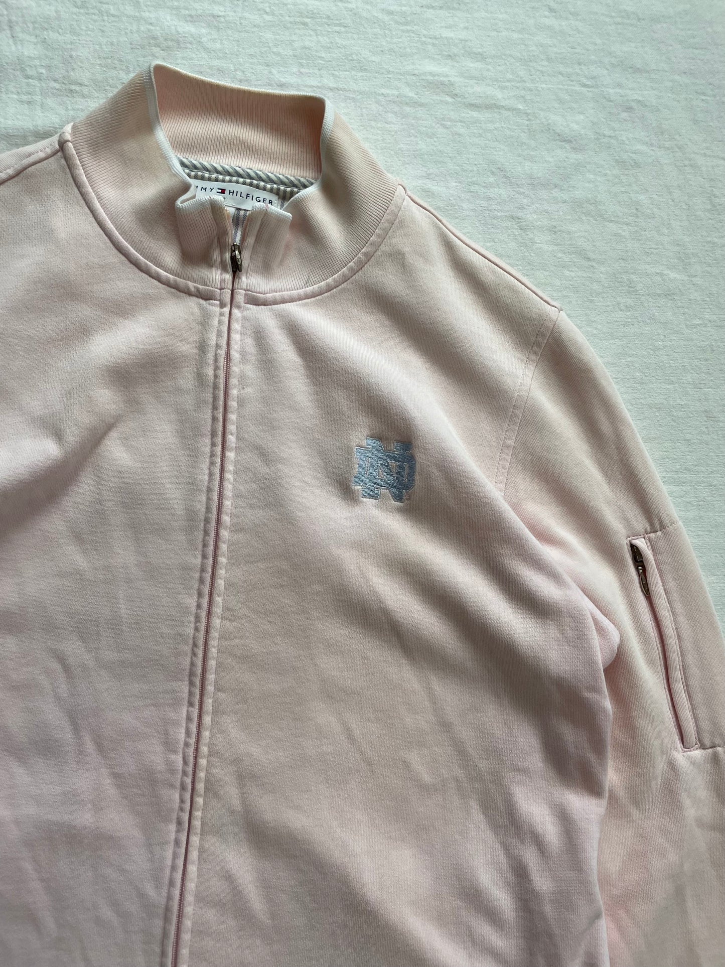 Vintage Notre Dame Tommy Hilfiger Womens Pink Zip Up Medium