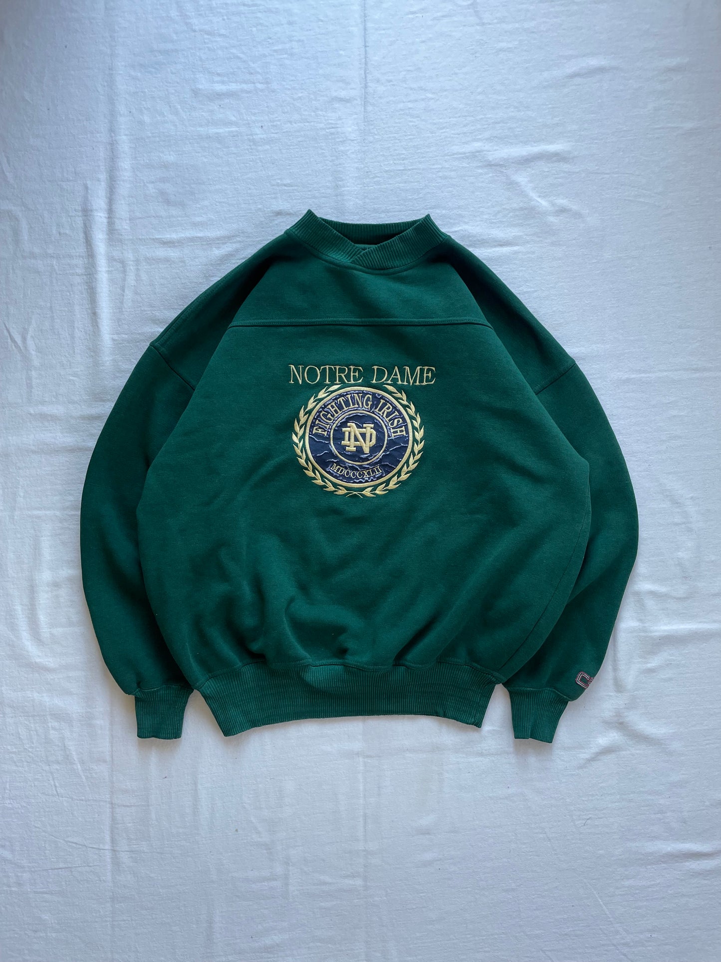 Vintage Notre Dame Green Crewneck Large