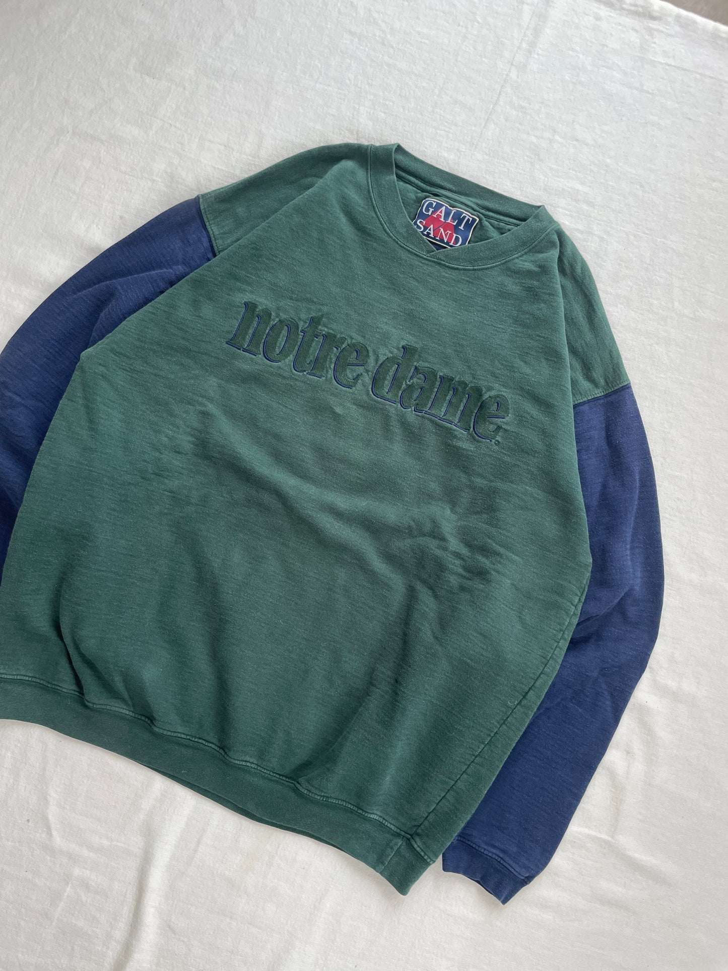Vintage Notre Dame Green Crewneck Large
