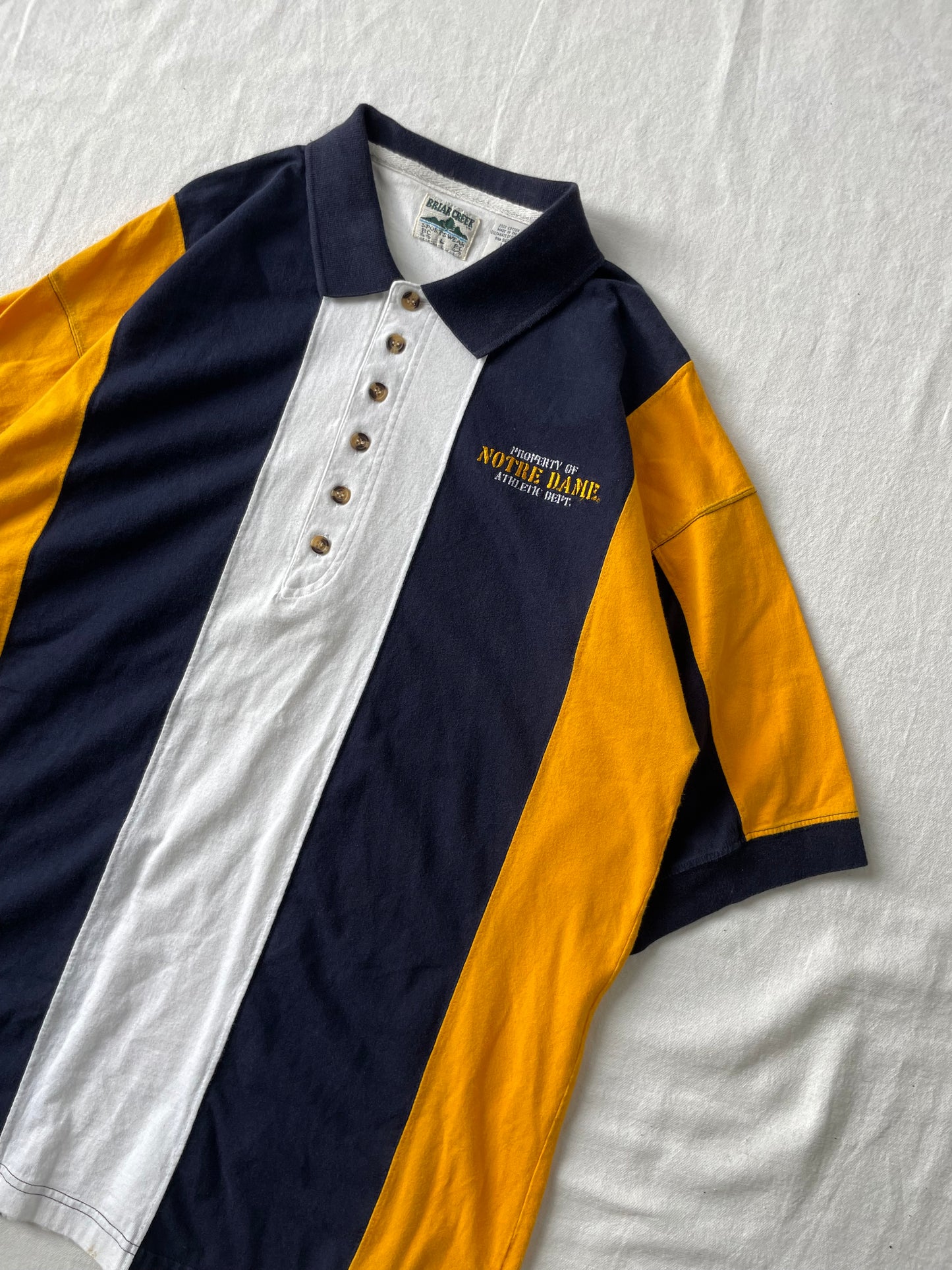 Vintage Notre Dame Striped Polo Large