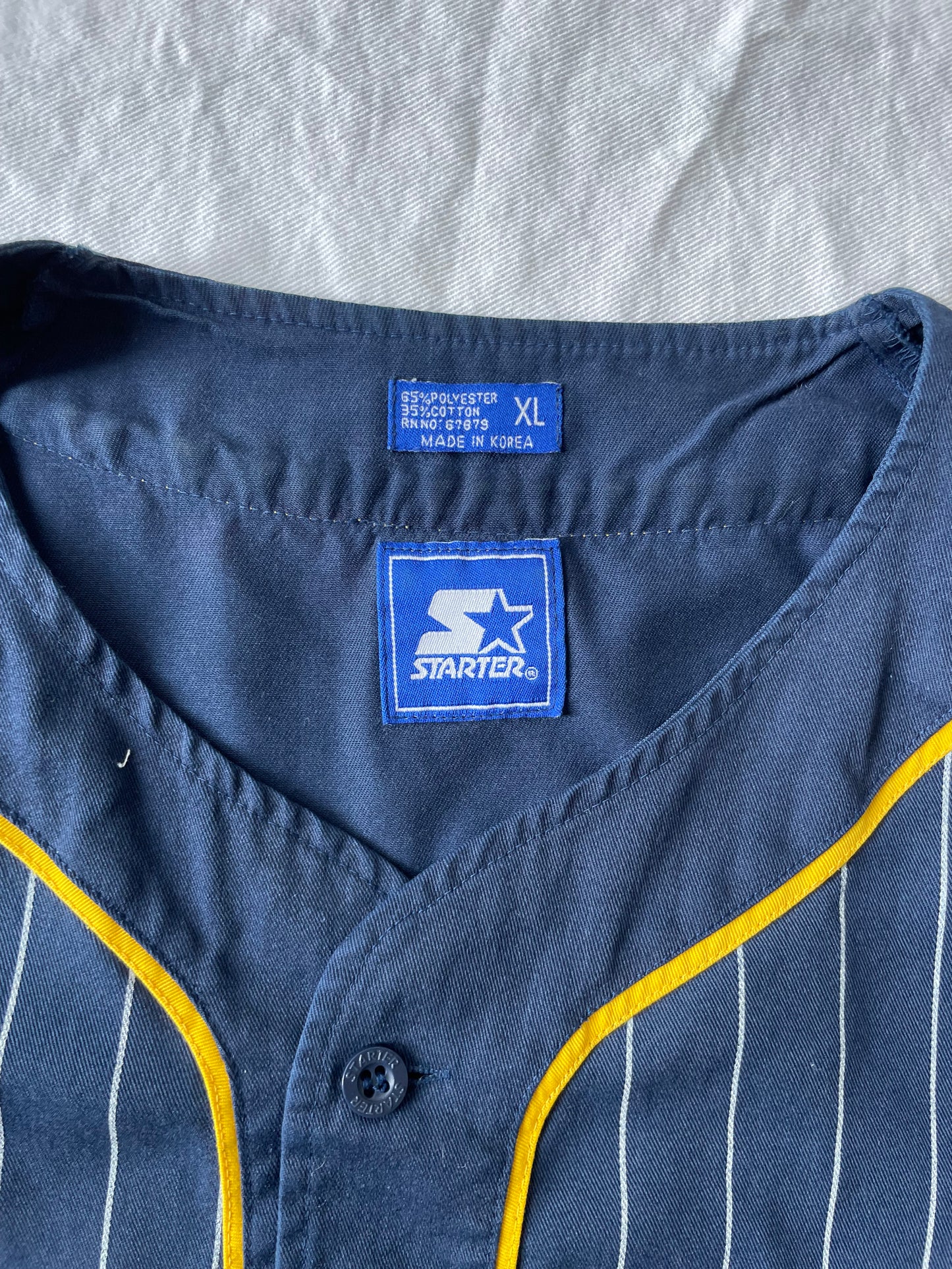Vintage Notre Dame Pinstriped Baseball Jersey XLarge
