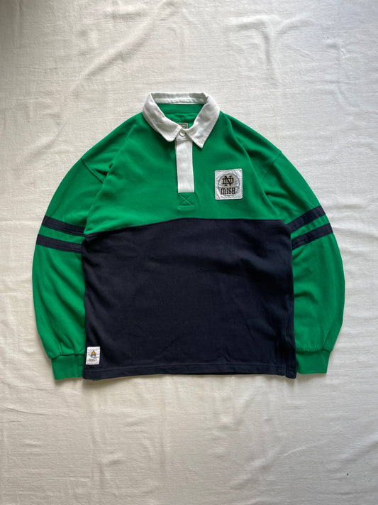 Vintage Notre Dame Green Irish Rugby Polo Small