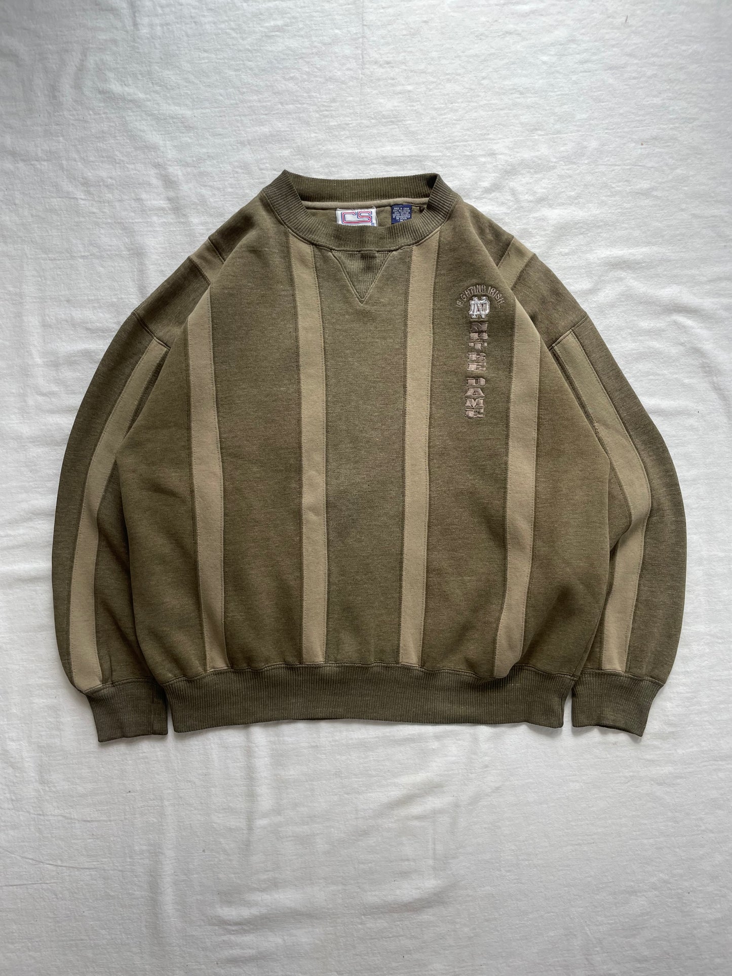 Vintage Notre Dame Striped Crewneck Medium/Large
