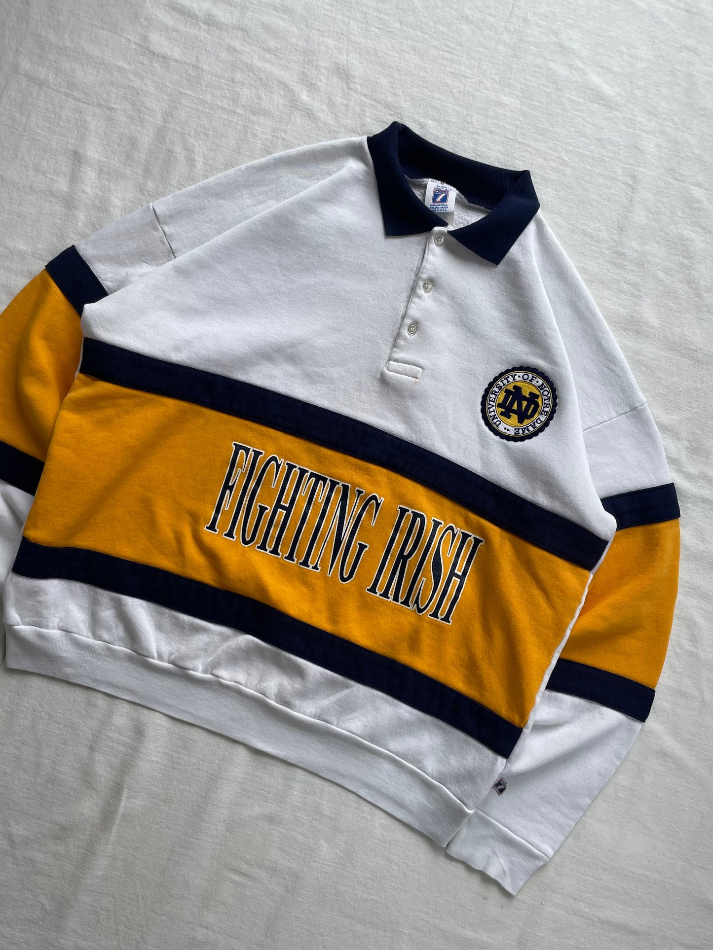 Vintage Notre Dame Rugby Polo Sweatshirt Large/XLarge