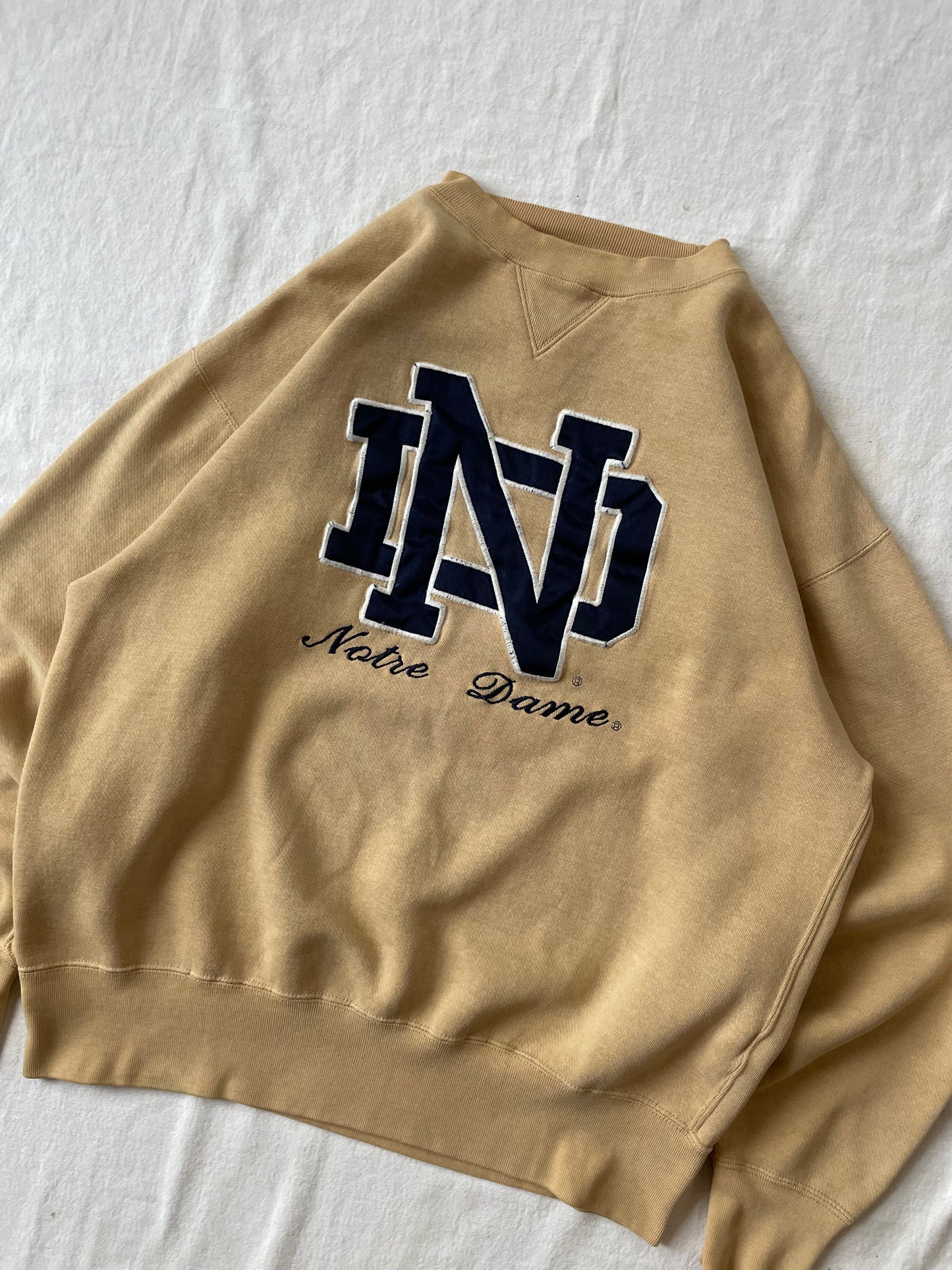 Vintage Notre Dame Gold Crewneck Large