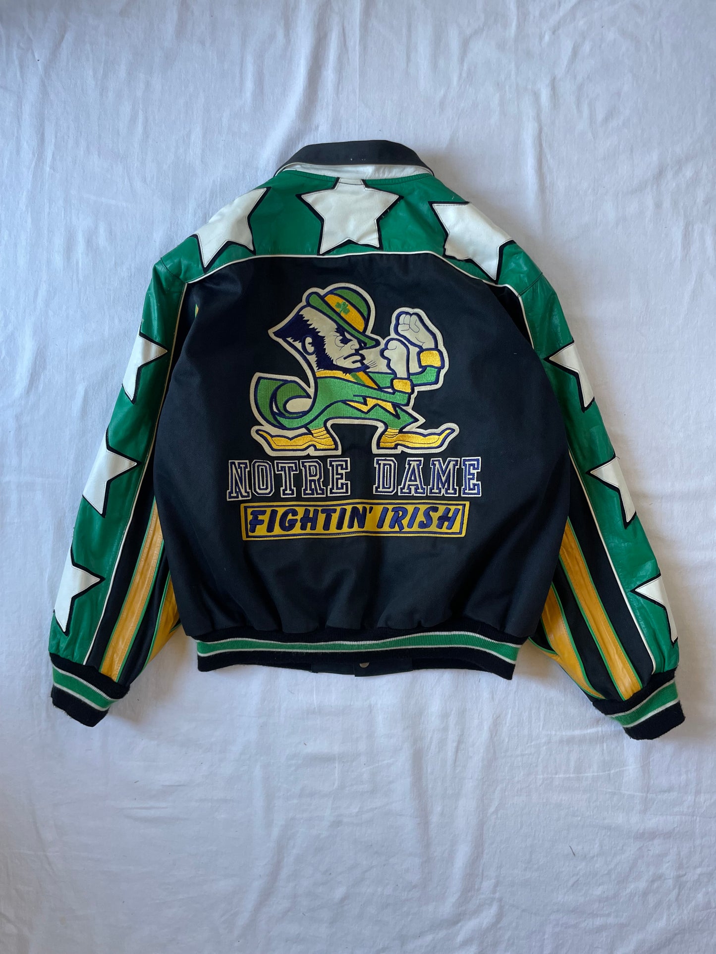 Vintage Notre Dame Jeff Hamilton Leather Stars Jacket XLarge