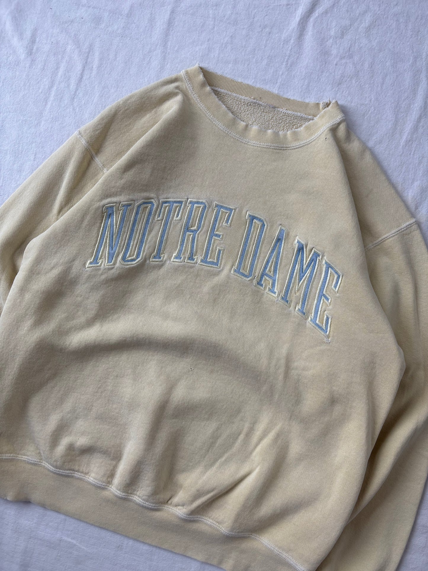 Vintage Notre Dame Yellow Crewneck Large