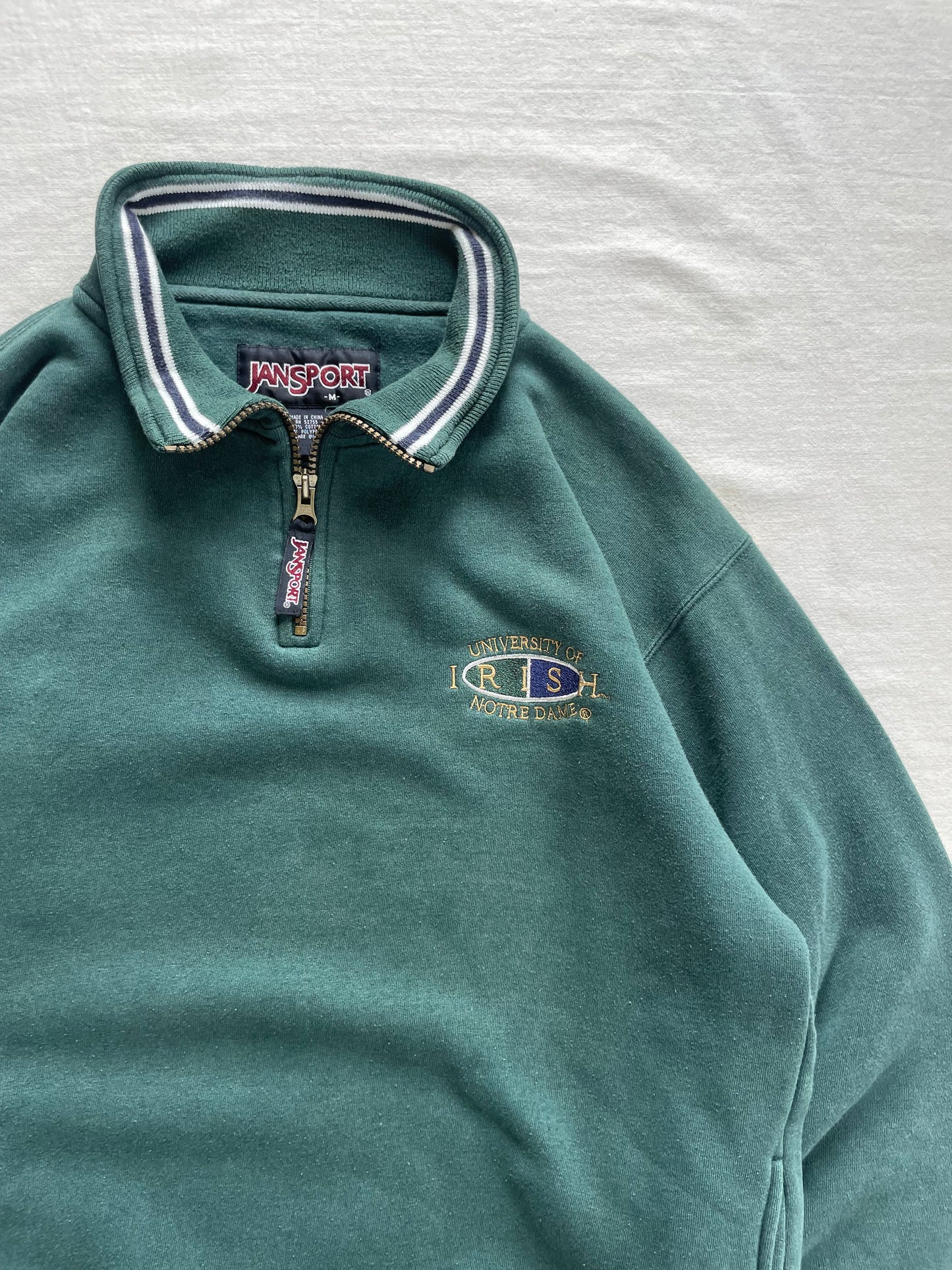 Vintage Notre Dame Green Quarter Zip Medium