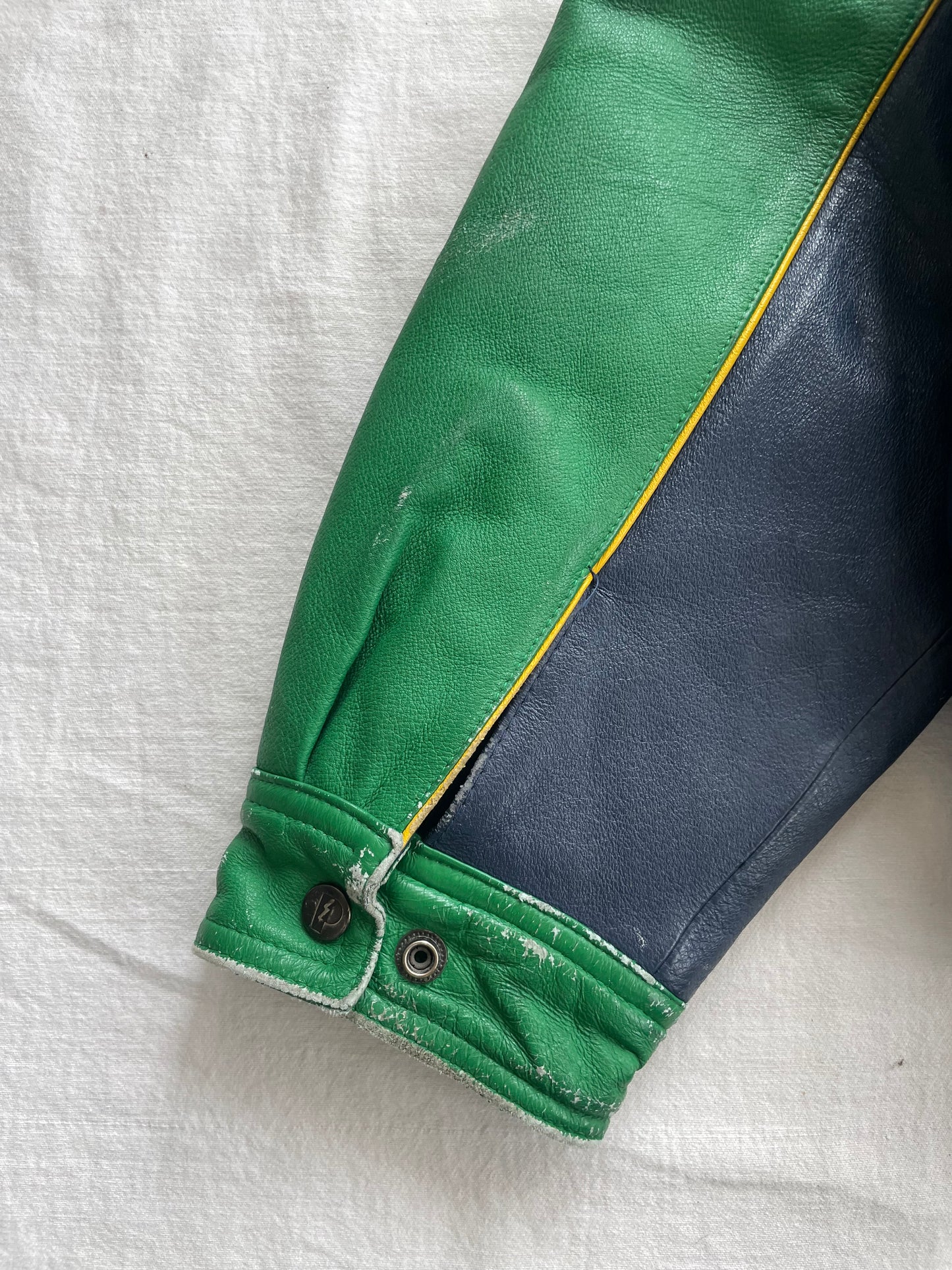 Vintage Notre Dame Green Leather Jacket XLarge