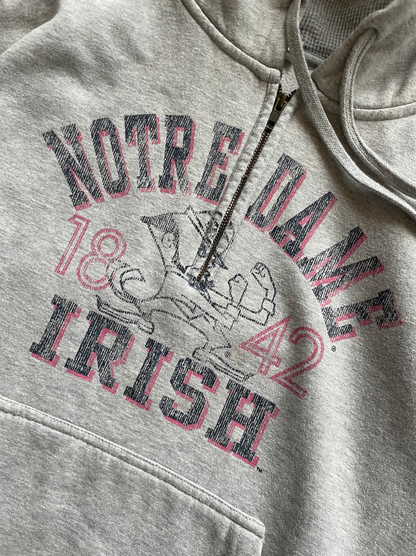 Vintage Notre Dame Quarter Zip Hoodie Large