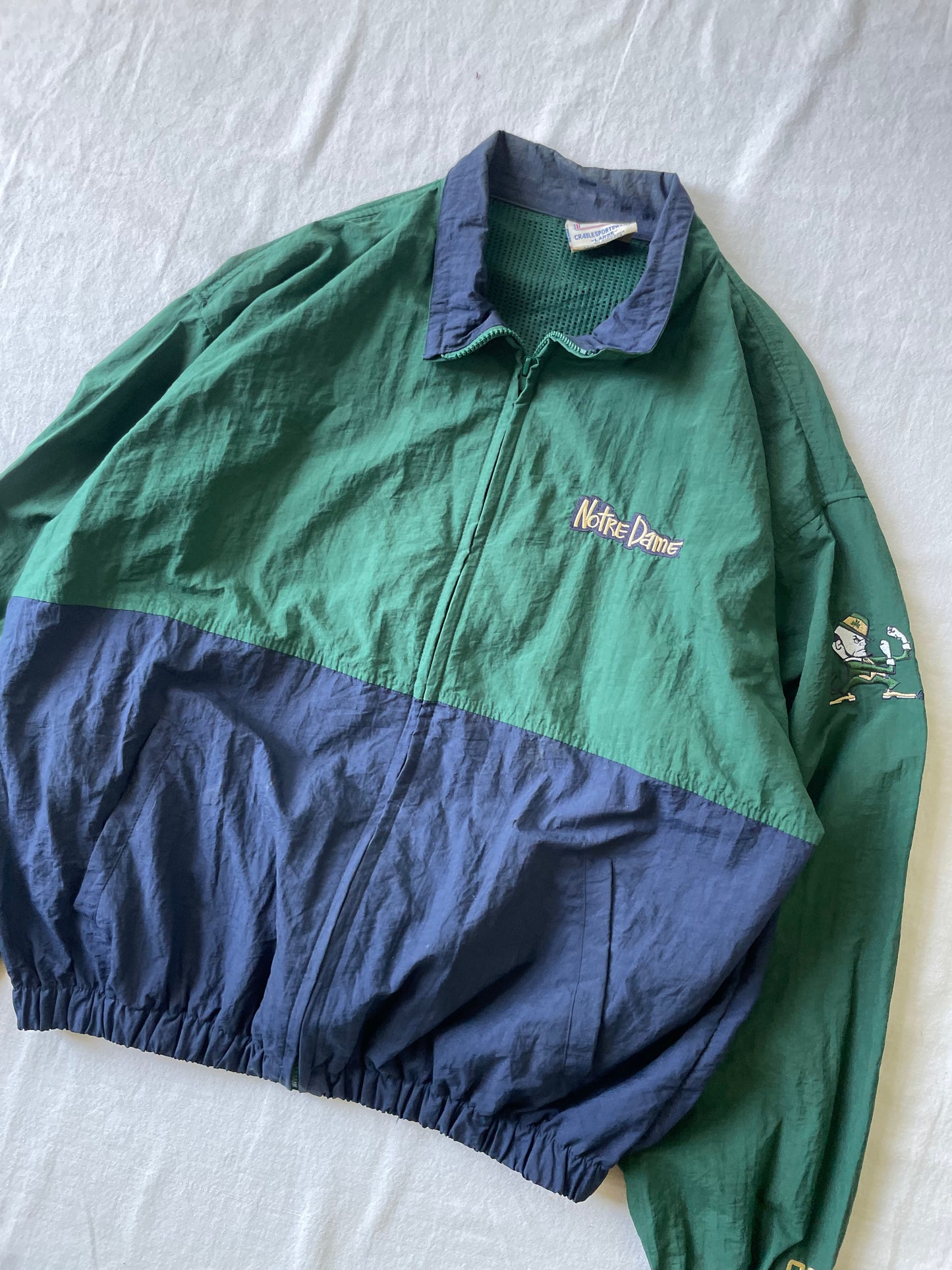 Vintage Notre Dame Windbreaker Jacket Large
