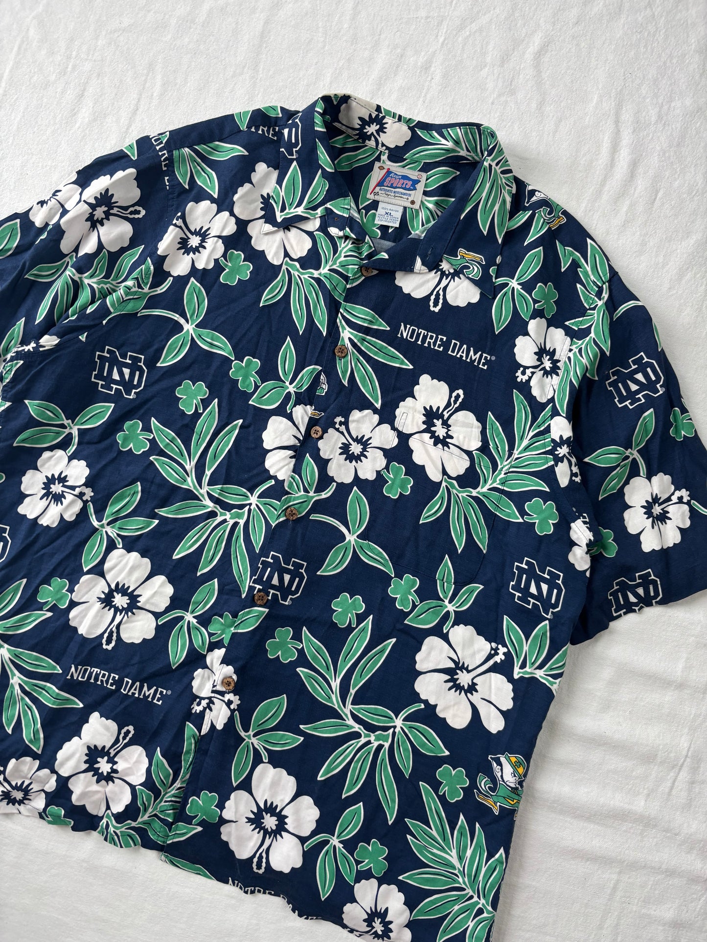 Vintage Notre Dame Hawaiian Shirt XLarge