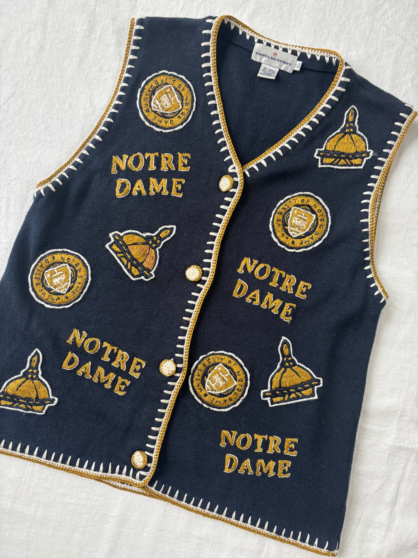 Vintage Notre Dame Sweater Vest Womens XLarge
