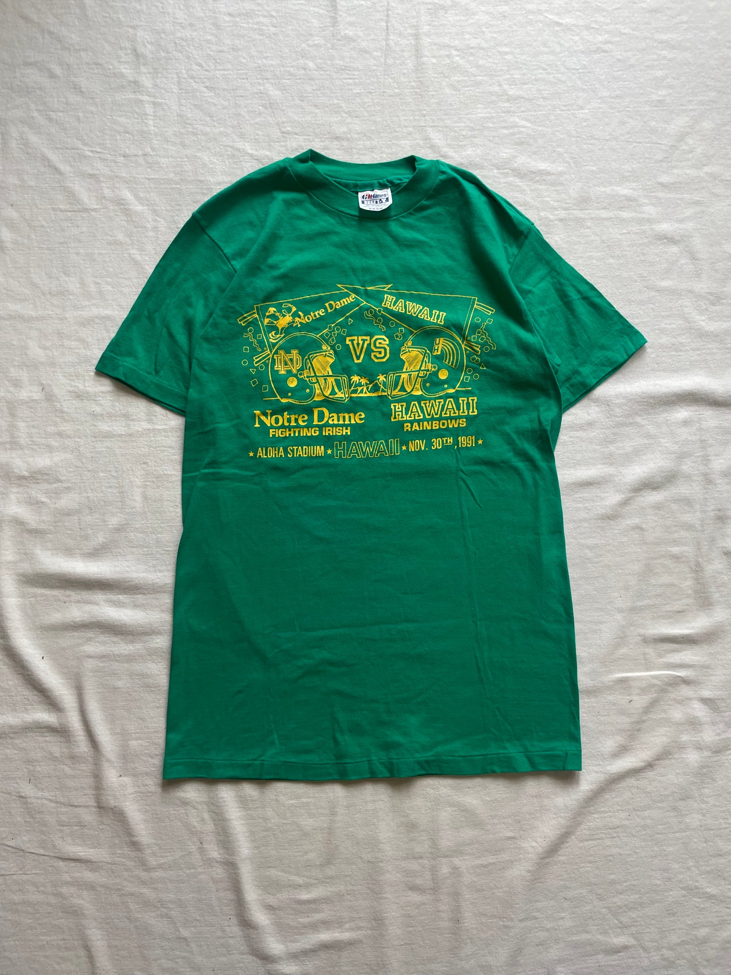 Vintage 1991 Notre Dame vs Hawaii Football Tee Small/Medium
