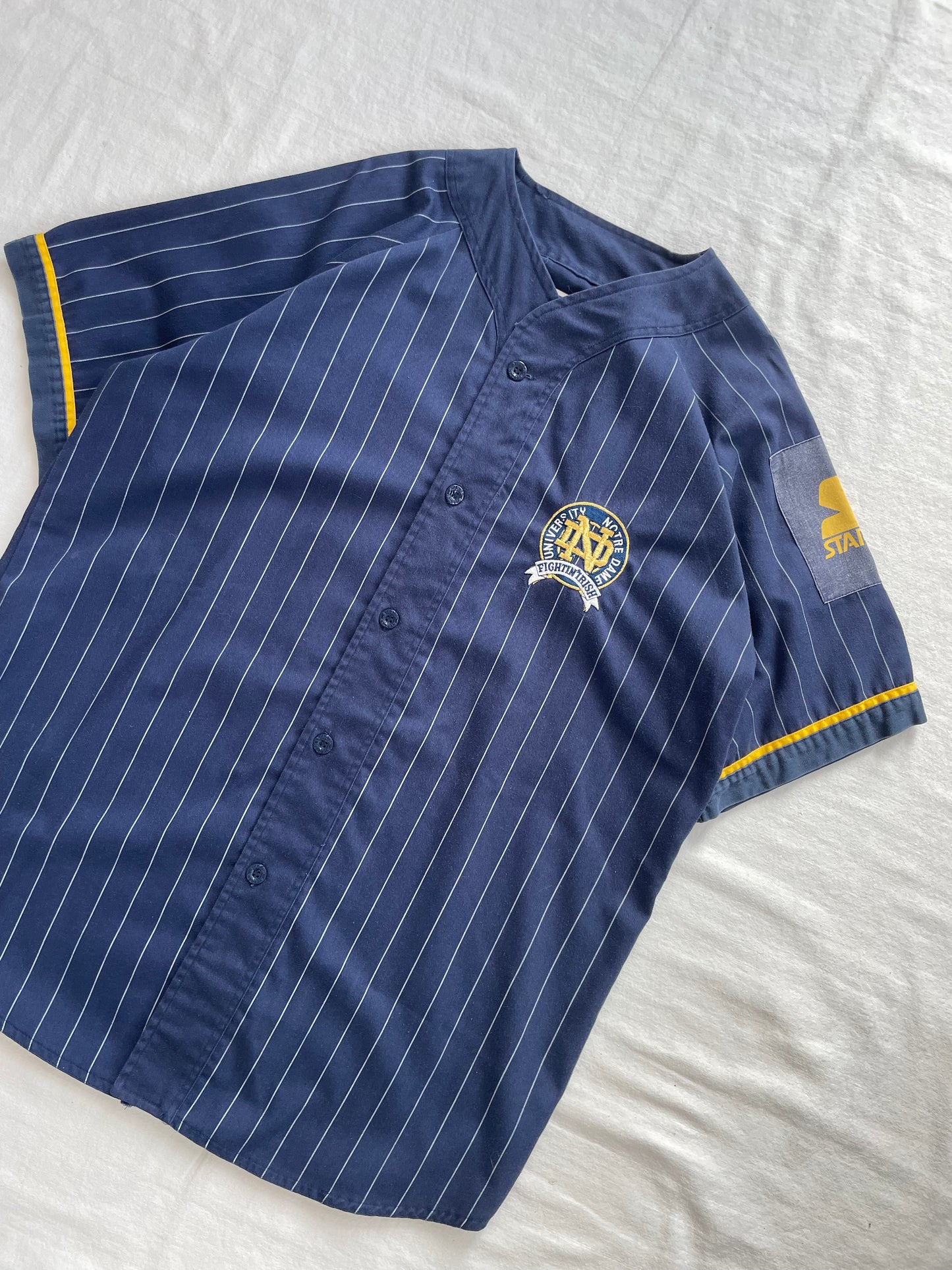 Vintage Notre Dame Pinstripe Baseball Jersey Large
