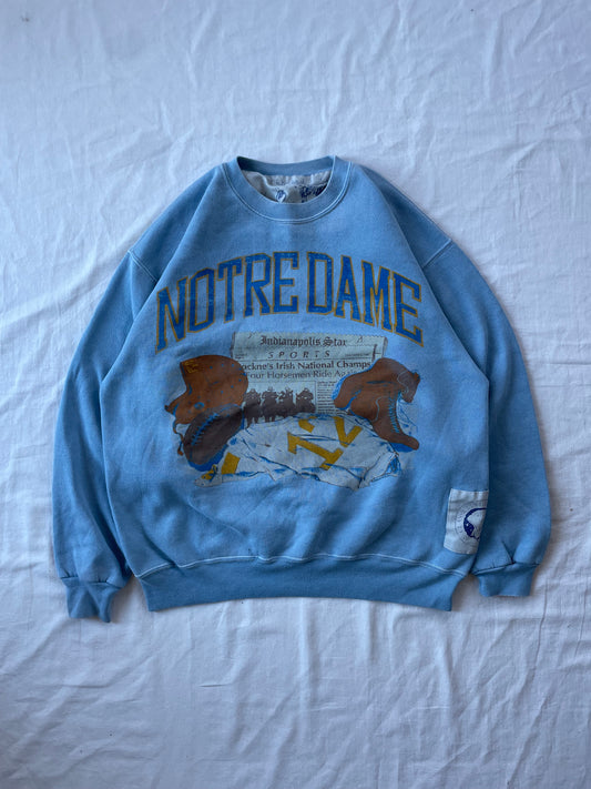 Vintage Notre Dame Light Blue Football Crewneck XLarge