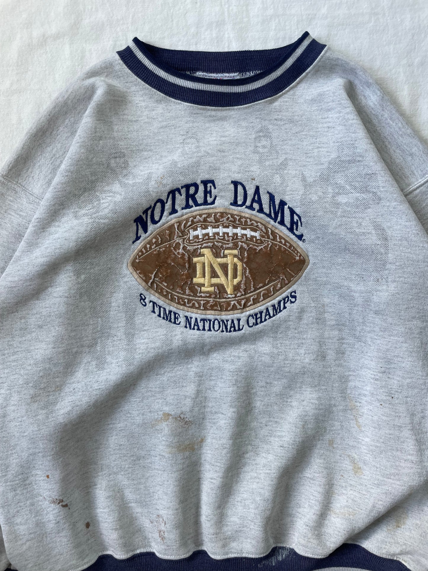 Vintage Notre Dame 8 Time National Champs Crewneck Large