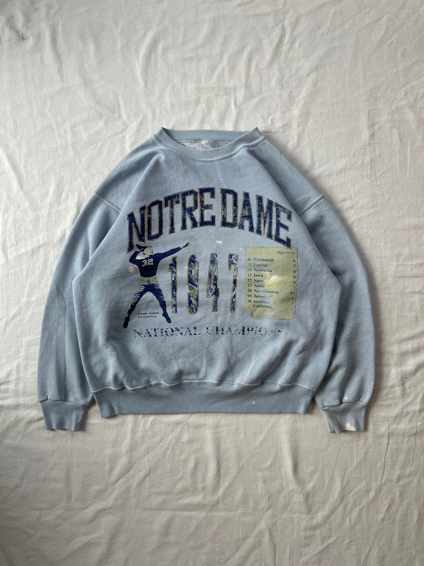 Vintage Notre Dame Light Blue Football Crewneck Large/XLarge