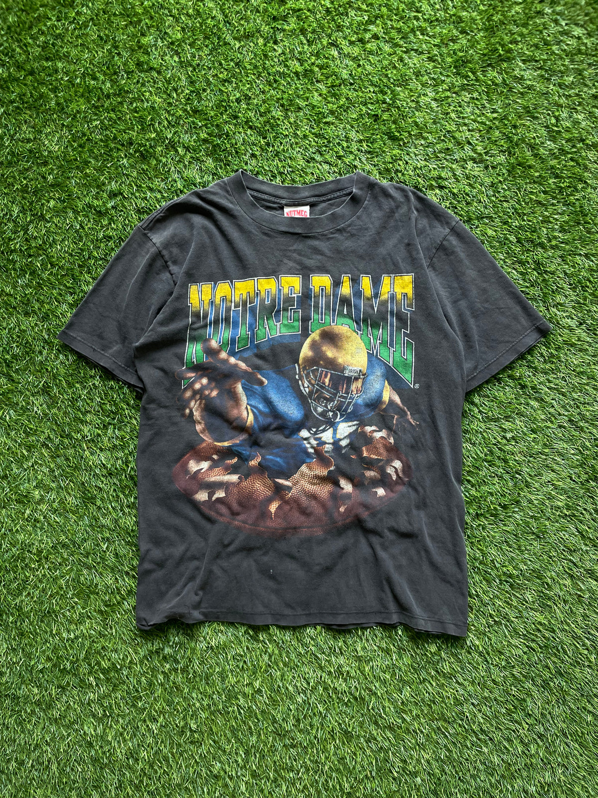 Vintage Notre Dame Football Double Sided Tee Large