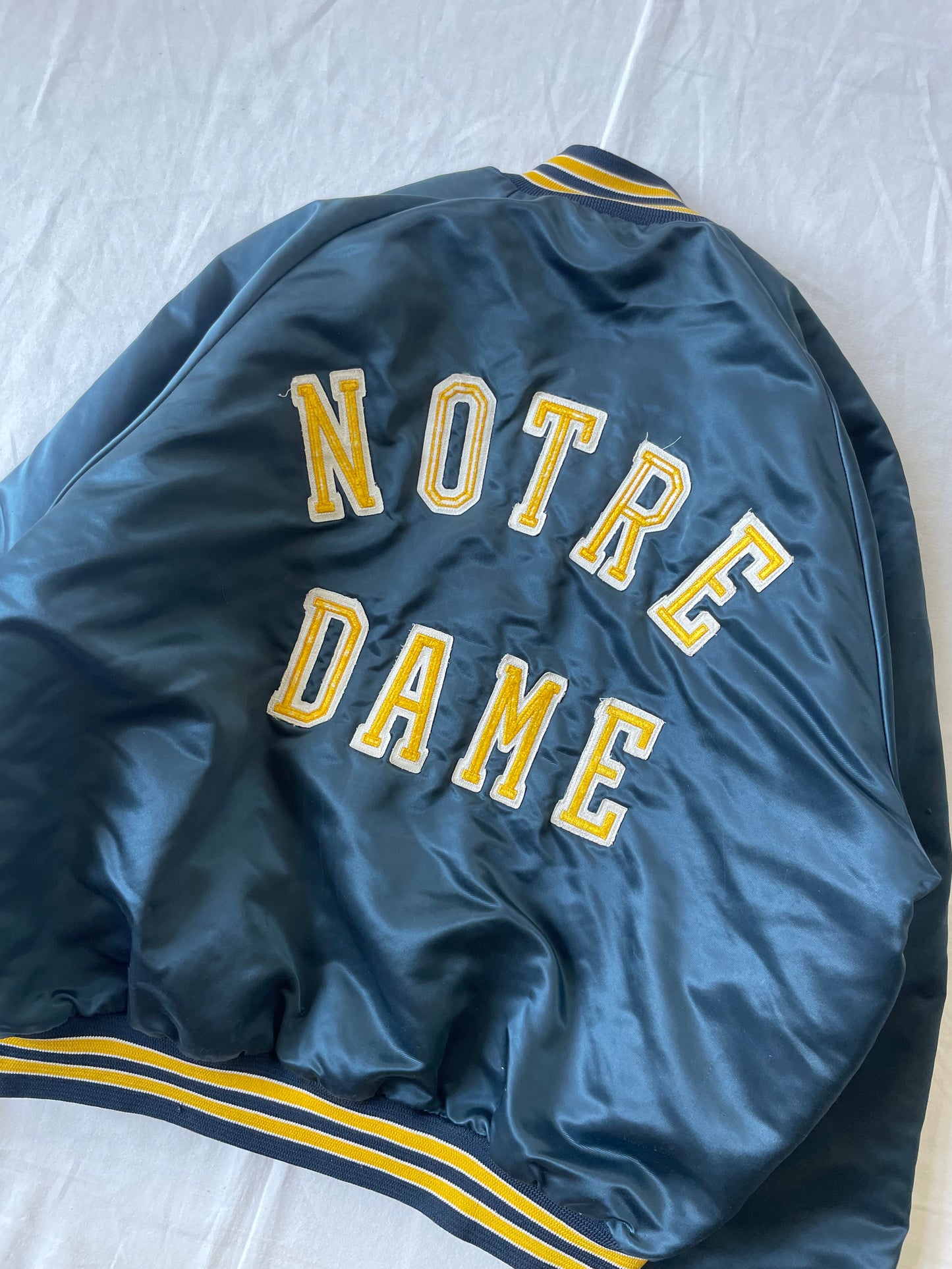 Vintage Notre Dame Satin Jacket Jacket Large