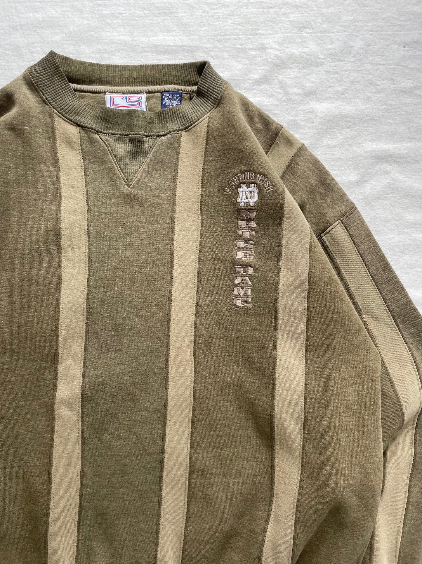 Vintage Notre Dame Striped Crewneck Medium/Large