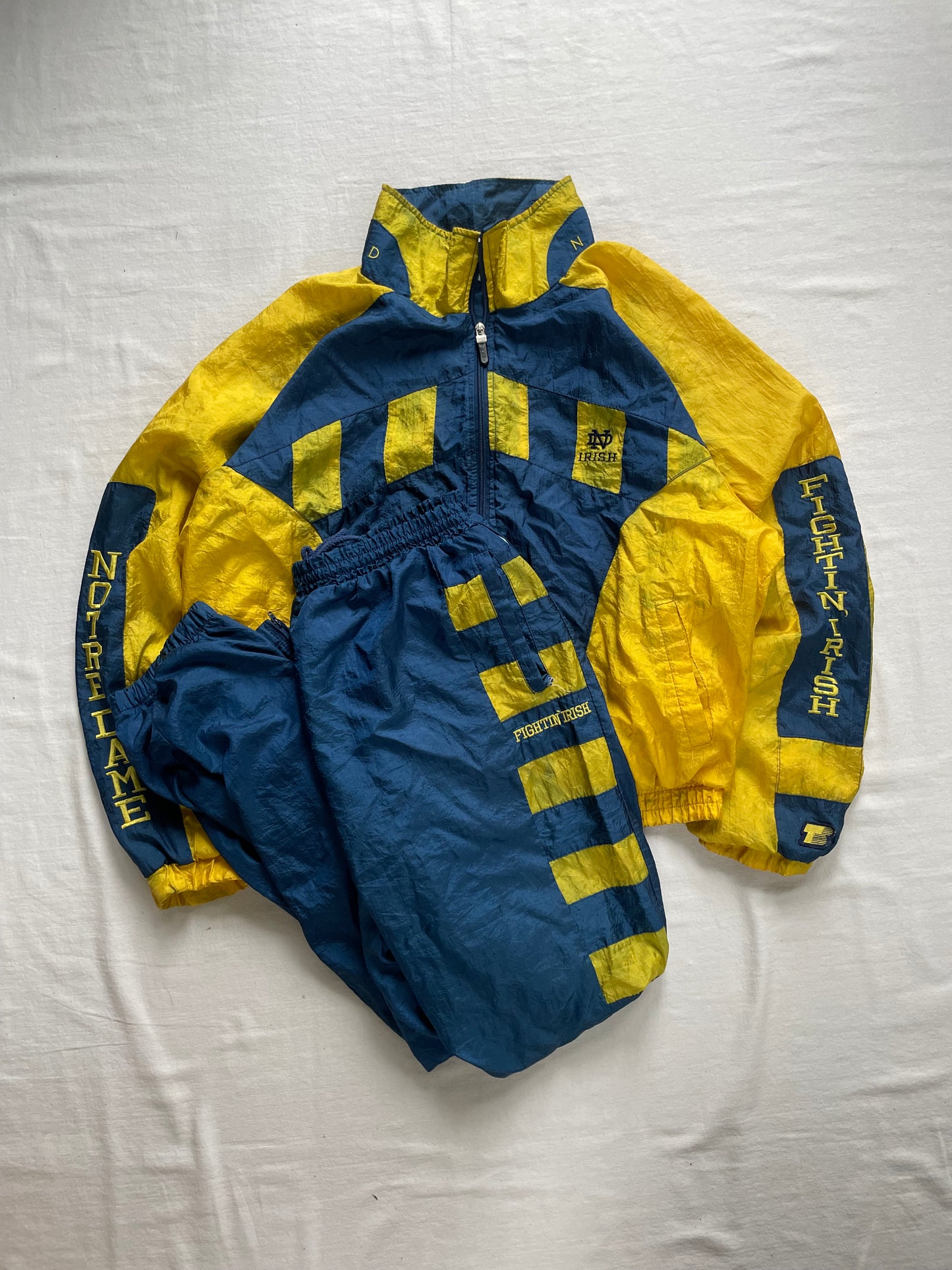 Vintage Notre Dame Tracksuit Windbreaker and Sweat Pants Large