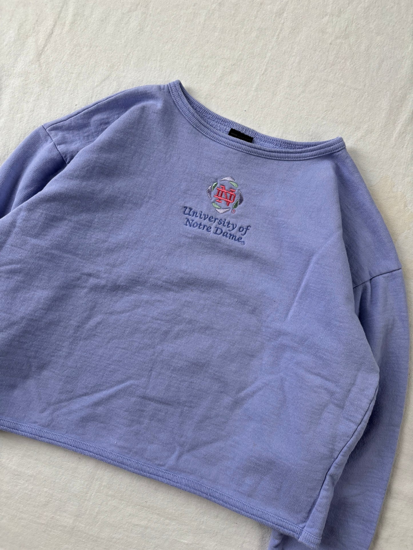 Vintage Notre Dame Purple Cropped Crew Womens Small