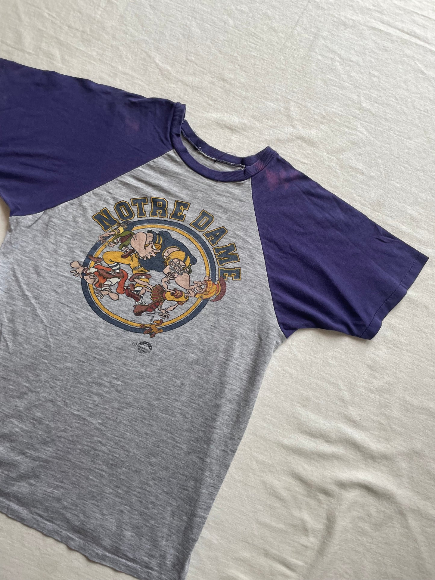 Vintage 80s Notre Dame Football Tee Small