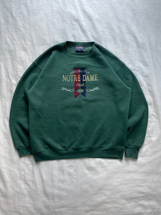 Vintage Notre Dame Green Crewneck Sweatshirt Large