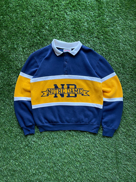 Vintage Notre Dame Rugby Polo Sweatshirt Large